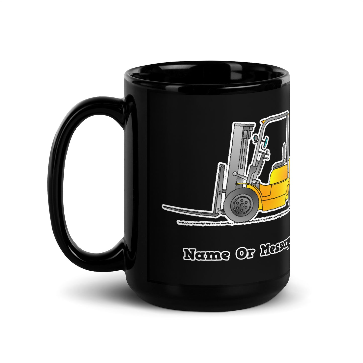 Personalized Forklift Truck Mug, Black Ceramic