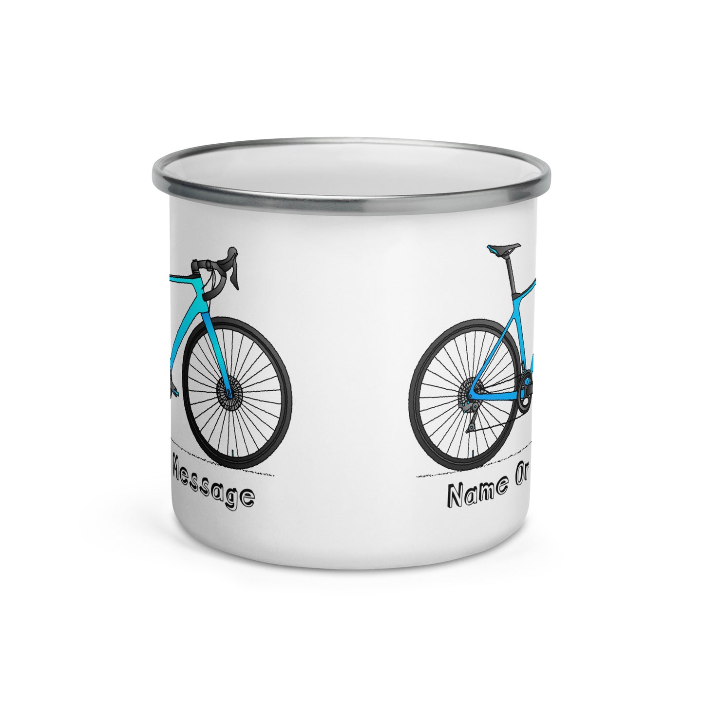 Blue Bicycle Enamel Mug, Personalized T004