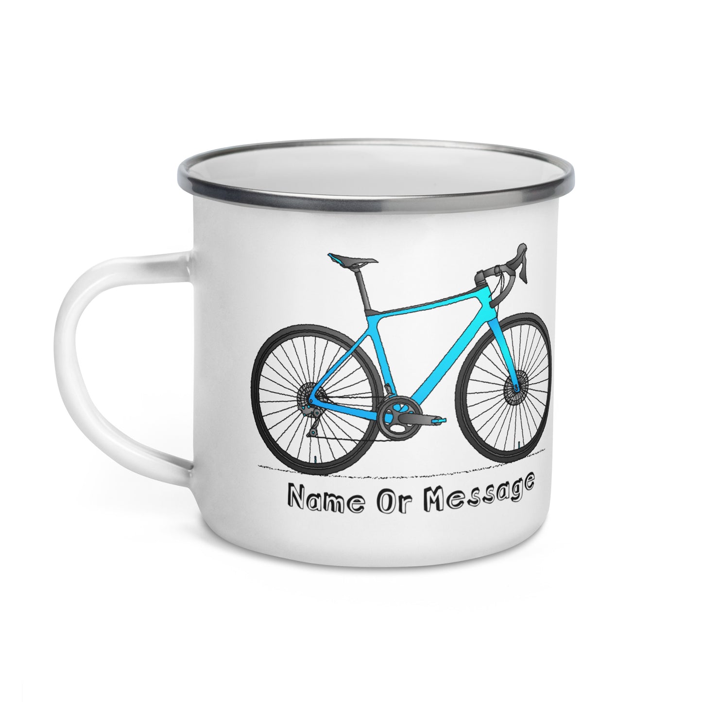 Blue Bicycle Enamel Mug, Personalized T004