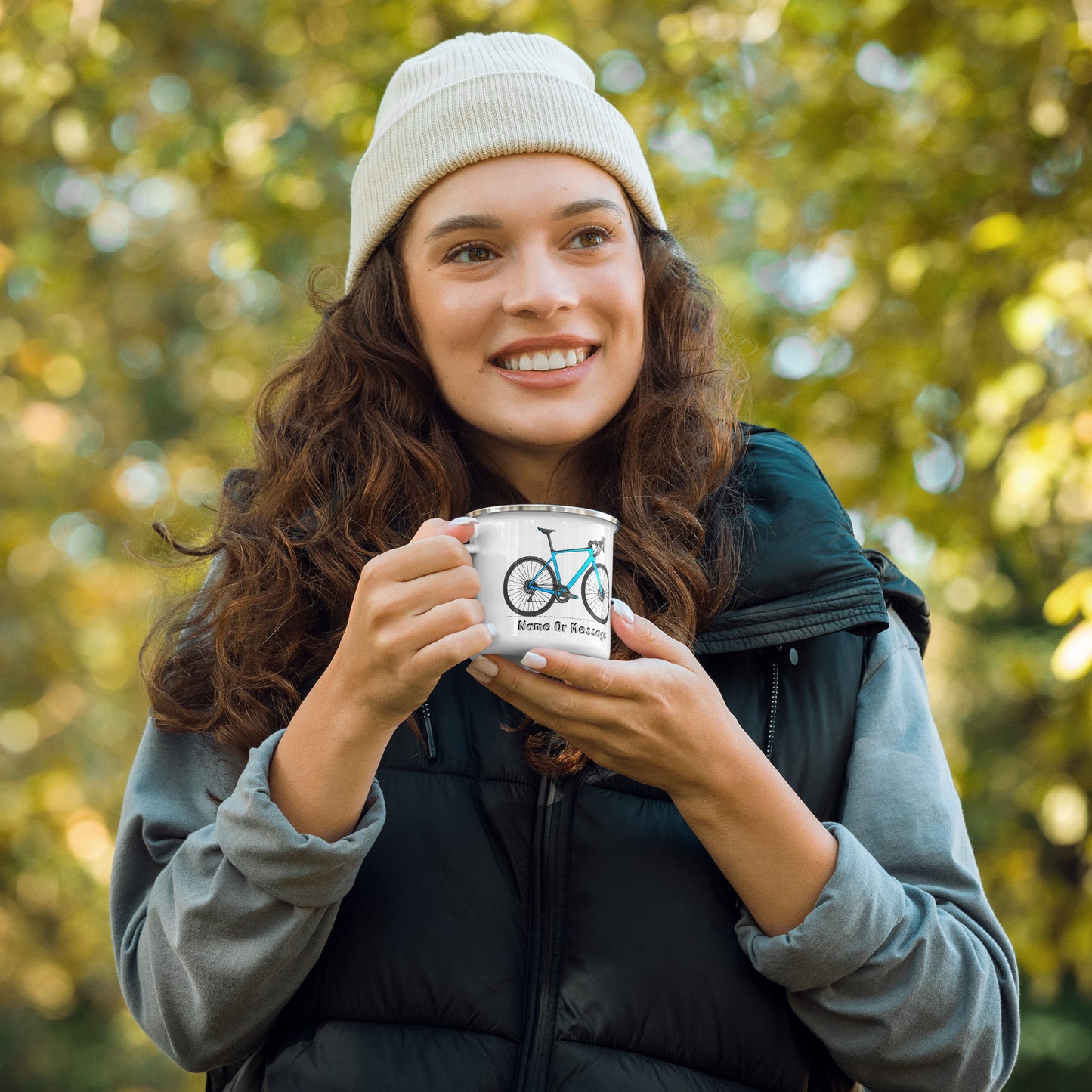 Blue Bicycle Enamel Mug, Personalized T004