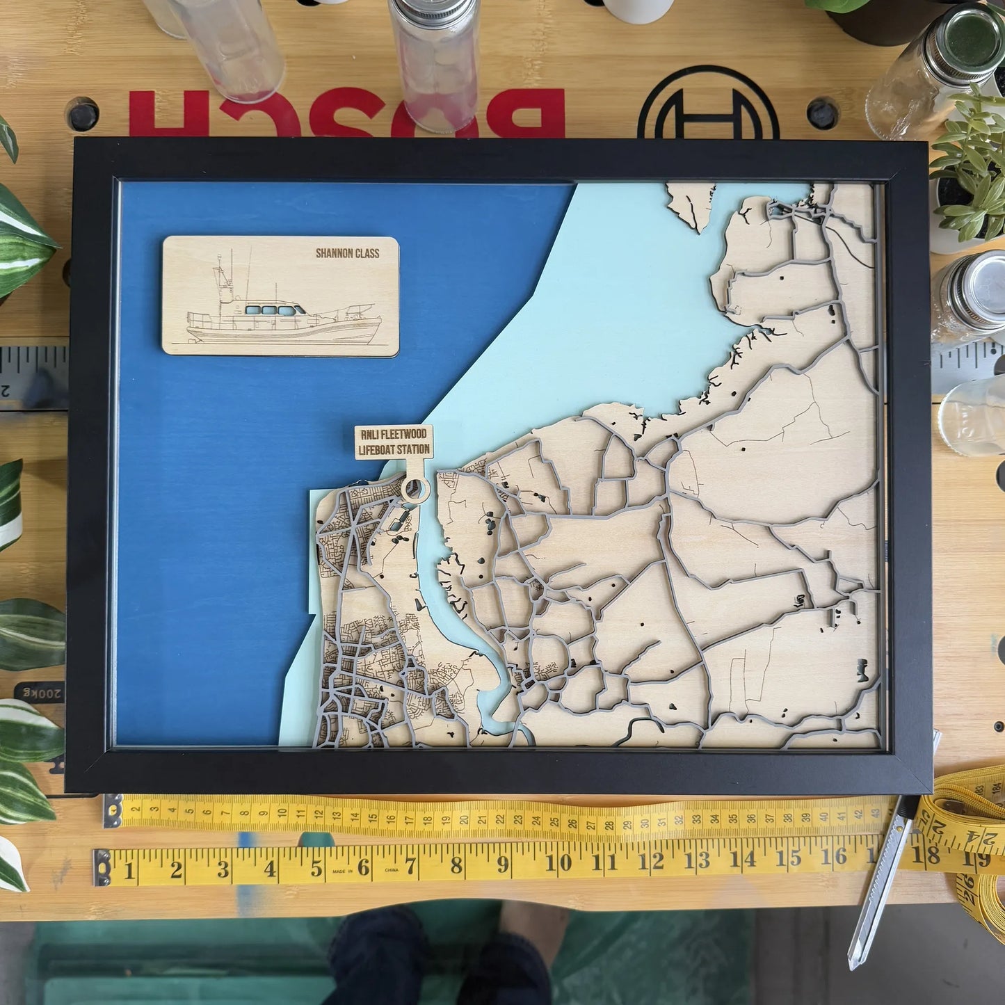 Fleetwood Lifeboat Station Map – Handcrafted Wooden Coastal Art – RNLI Tribute