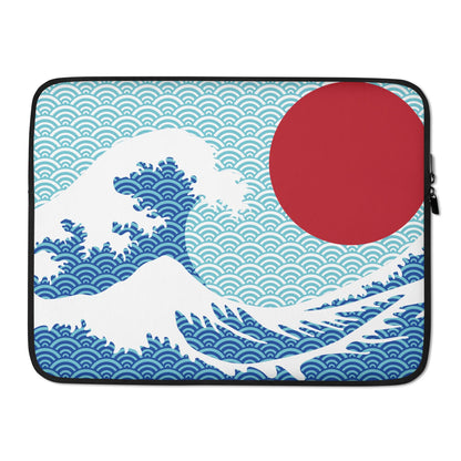 Great Wave with Red Sun Laptop Sleeve – Hokusai Art Case – 13" & 15" Sizes – Water-Resistant