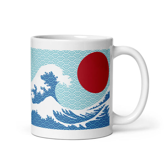 Great Wave with Red Sun – Hokusai Mug