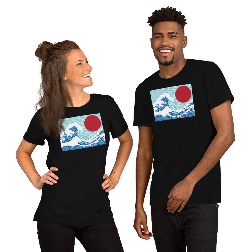 Great Wave with Red Sun Hokusai T-Shirt