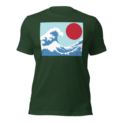 Great Wave with Red Sun Hokusai T-Shirt