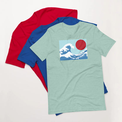 Great Wave with Red Sun Hokusai T-Shirt