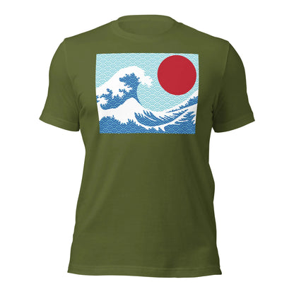 Great Wave with Red Sun Hokusai T-Shirt
