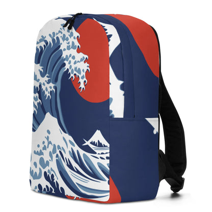 Hokusai Red Sun Backpack – Great Wave Minimalist All-Over Print Travel Bag