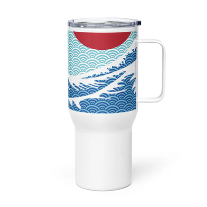 Great Wave Travel Mug – Hokusai Red Sun Stainless Steel Tumbler – 25oz & 40oz Sizes