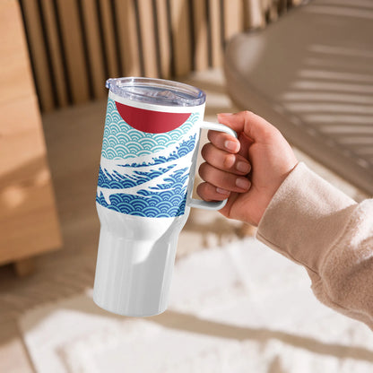 Great Wave Travel Mug – Hokusai Red Sun Stainless Steel Tumbler – 25oz & 40oz Sizes