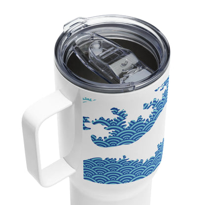 Great Wave Travel Mug – Hokusai Red Sun Stainless Steel Tumbler – 25oz & 40oz Sizes