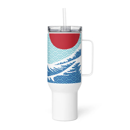 Great Wave Travel Mug – Hokusai Red Sun Stainless Steel Tumbler – 25oz & 40oz Sizes
