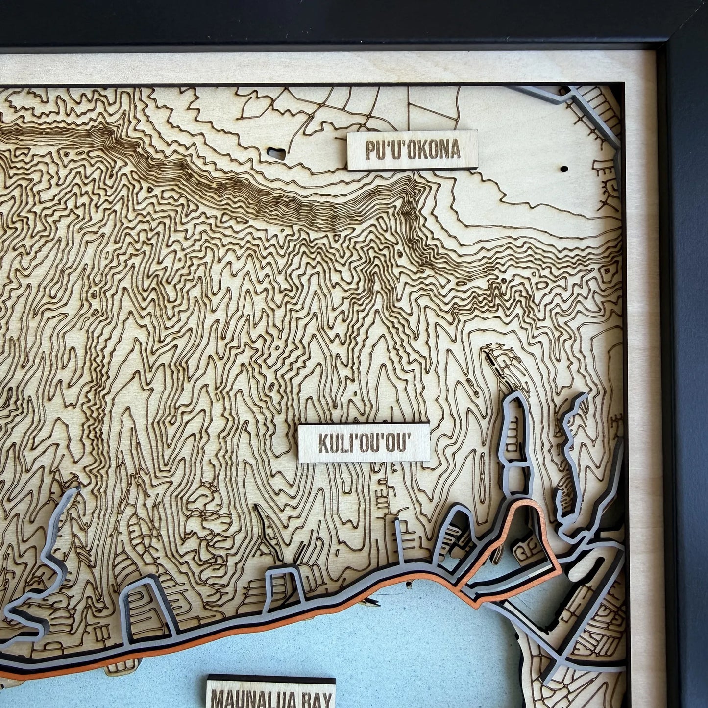Honolulu Marathon Course Map – Handcrafted Wooden Route Map