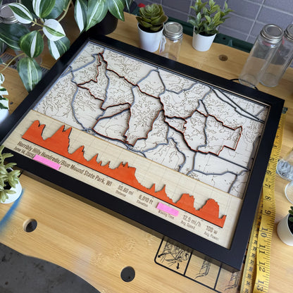 Horribly Hilly Hundreds – Personalised Laser-Cut Cycling Route Map