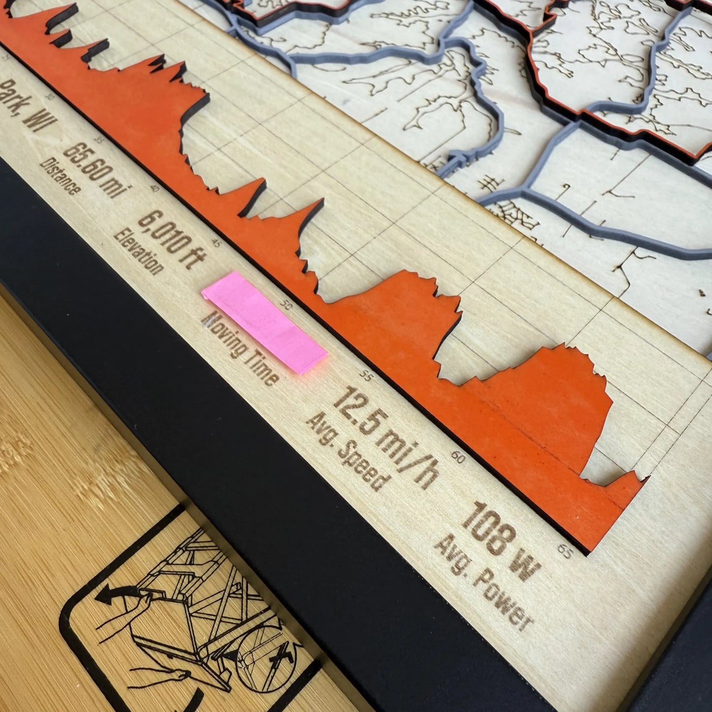 Horribly Hilly Hundreds – Personalised Laser-Cut Cycling Route Map