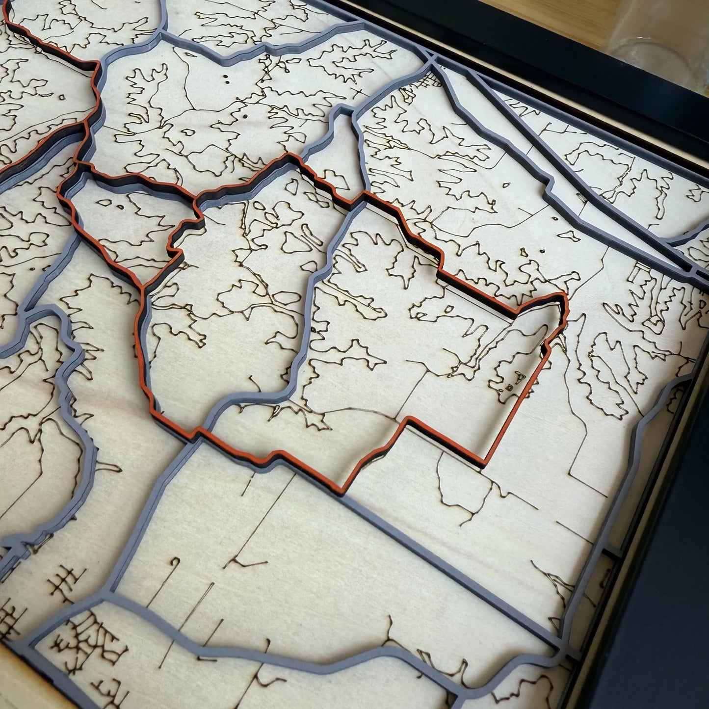 Horribly Hilly Hundreds – Personalised Laser-Cut Cycling Route Map