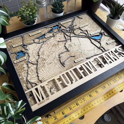 Mount Fuji Five Lakes Wooden Map