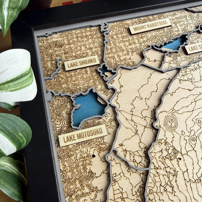 Mount Fuji Five Lakes Wooden Map