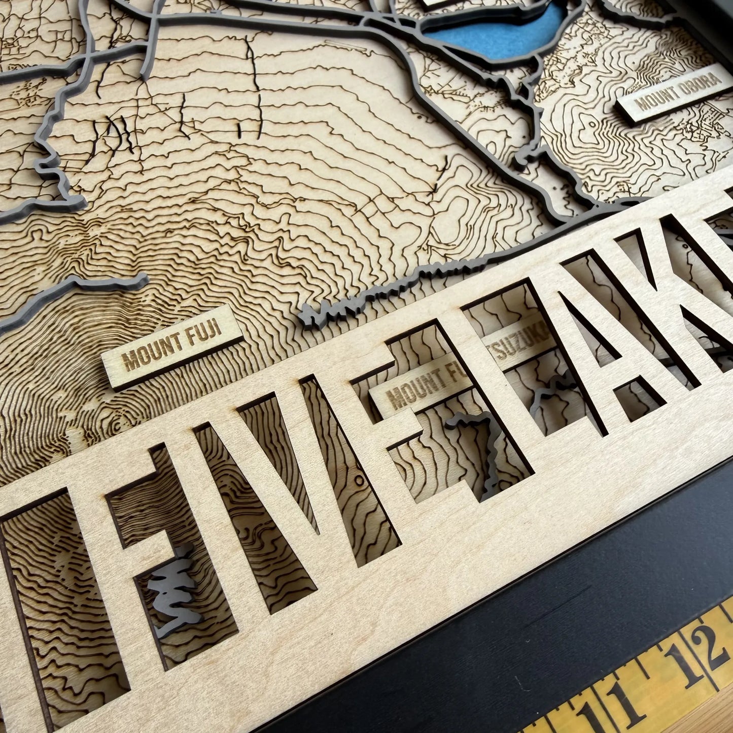 Mount Fuji Five Lakes Wooden Map