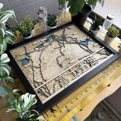 Mount Fuji Five Lakes Wooden Map