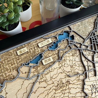 Mount Fuji Five Lakes Wooden Map