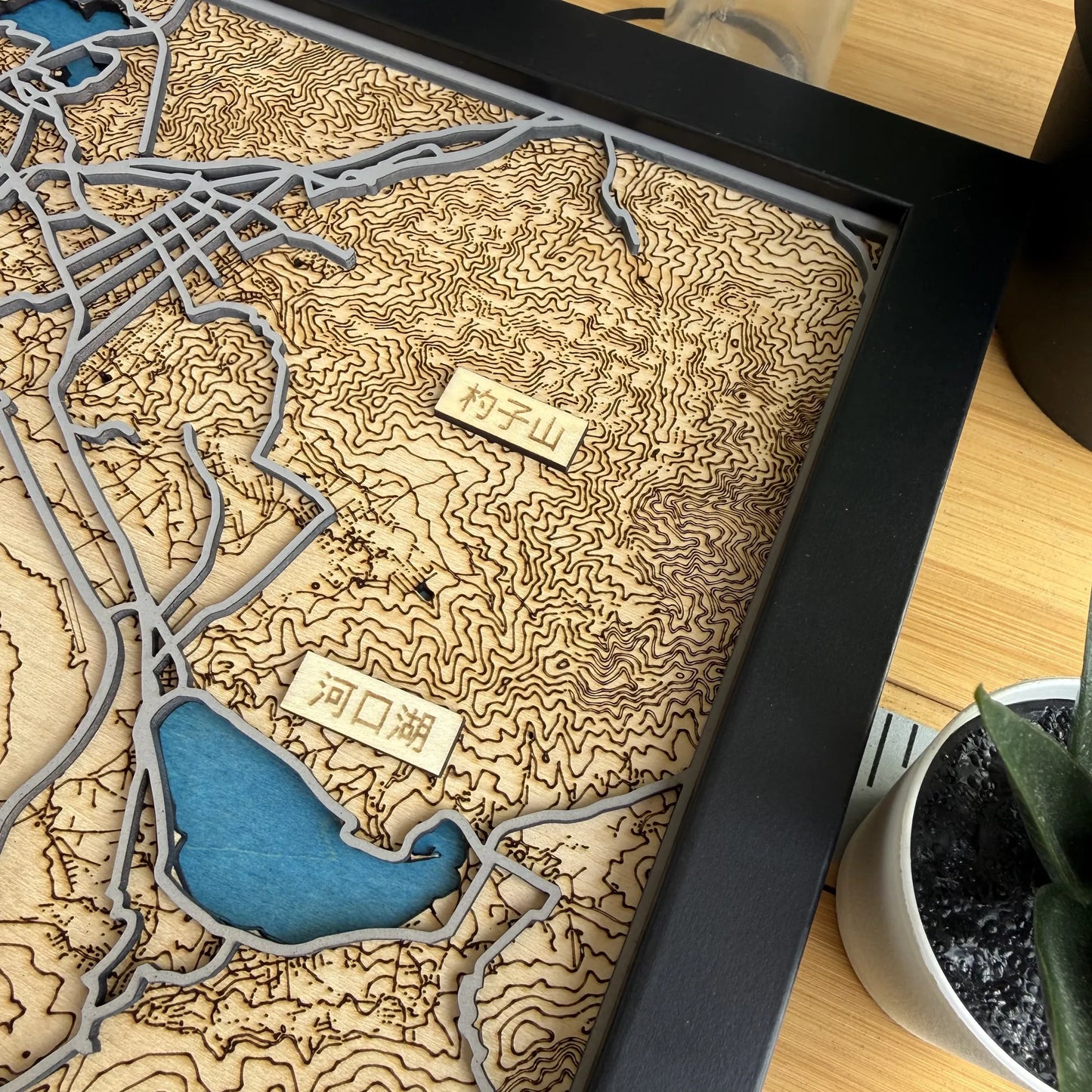 Mount Fuji Five Lakes Wooden Map