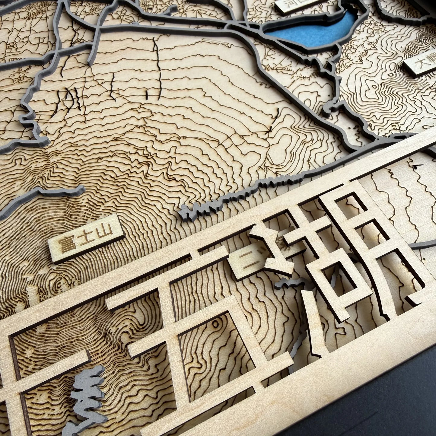 Mount Fuji Five Lakes Wooden Map