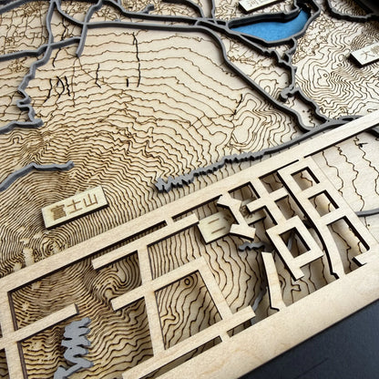 Mount Fuji Five Lakes Wooden Map
