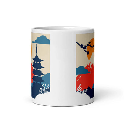 Mt. Fuji Mug – Pagoda & Cherry Blossom Scene