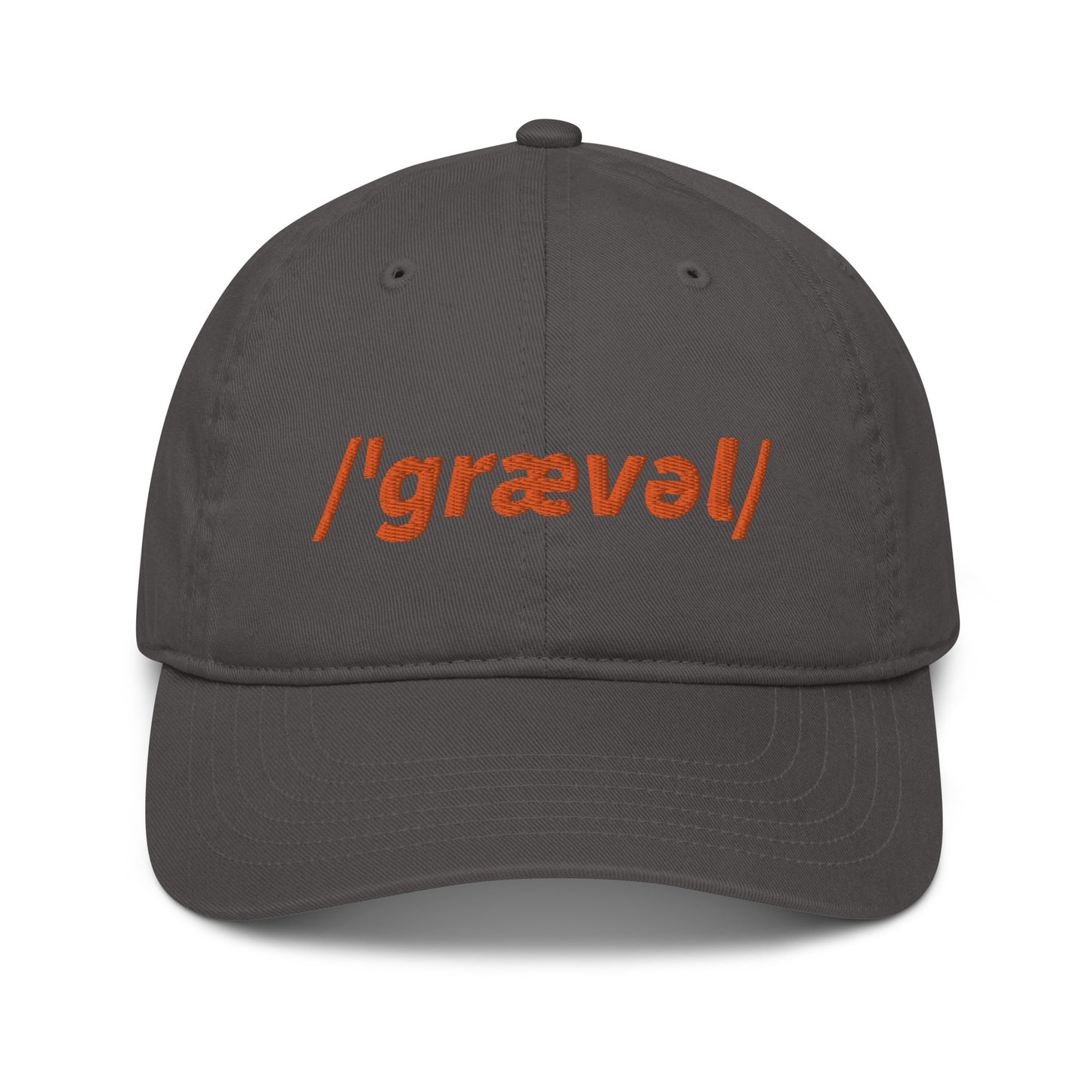 Gravel Cyclist Embroidered Organic Baseball Cap, Phonetic Spelling, Adult