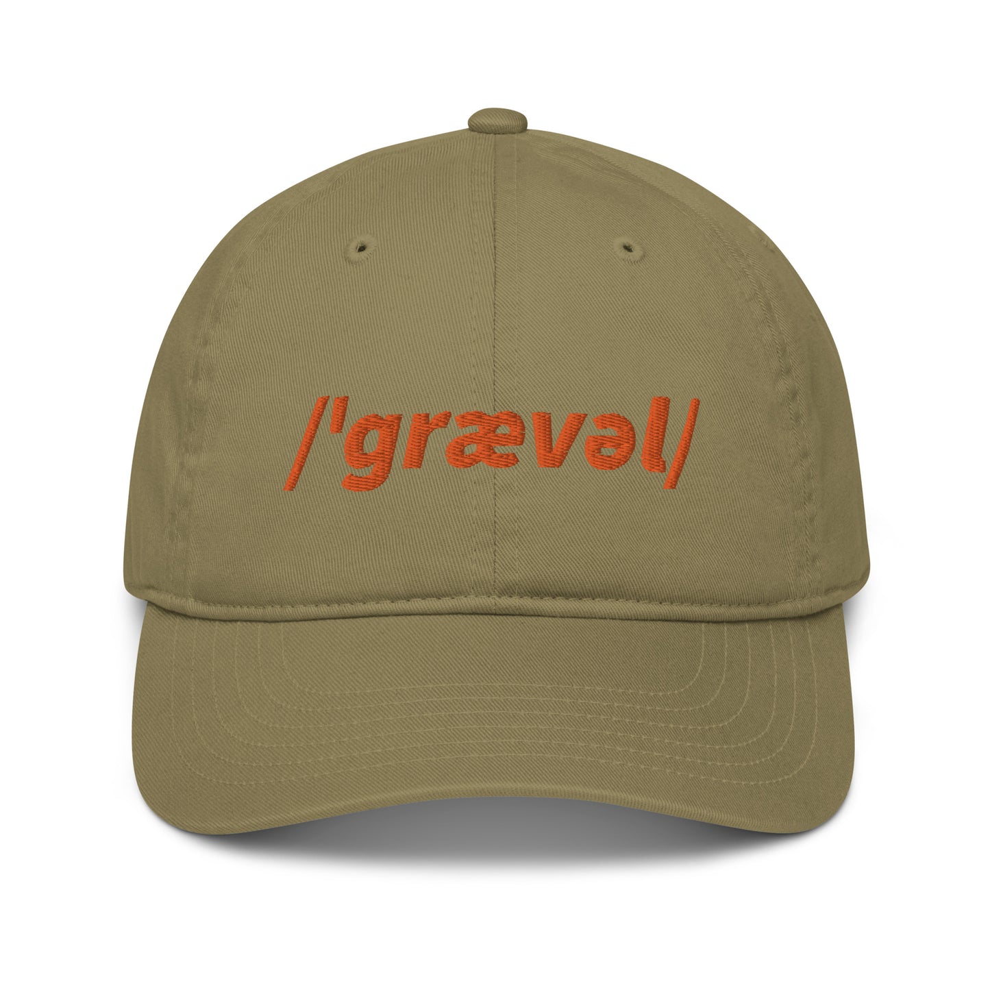 Gravel Cyclist Embroidered Organic Baseball Cap, Phonetic Spelling, Adult