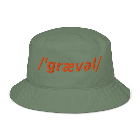 Gravel Cyclist Embroidered Organic Bucket Hat, Phonetic Spelling, Adult C046