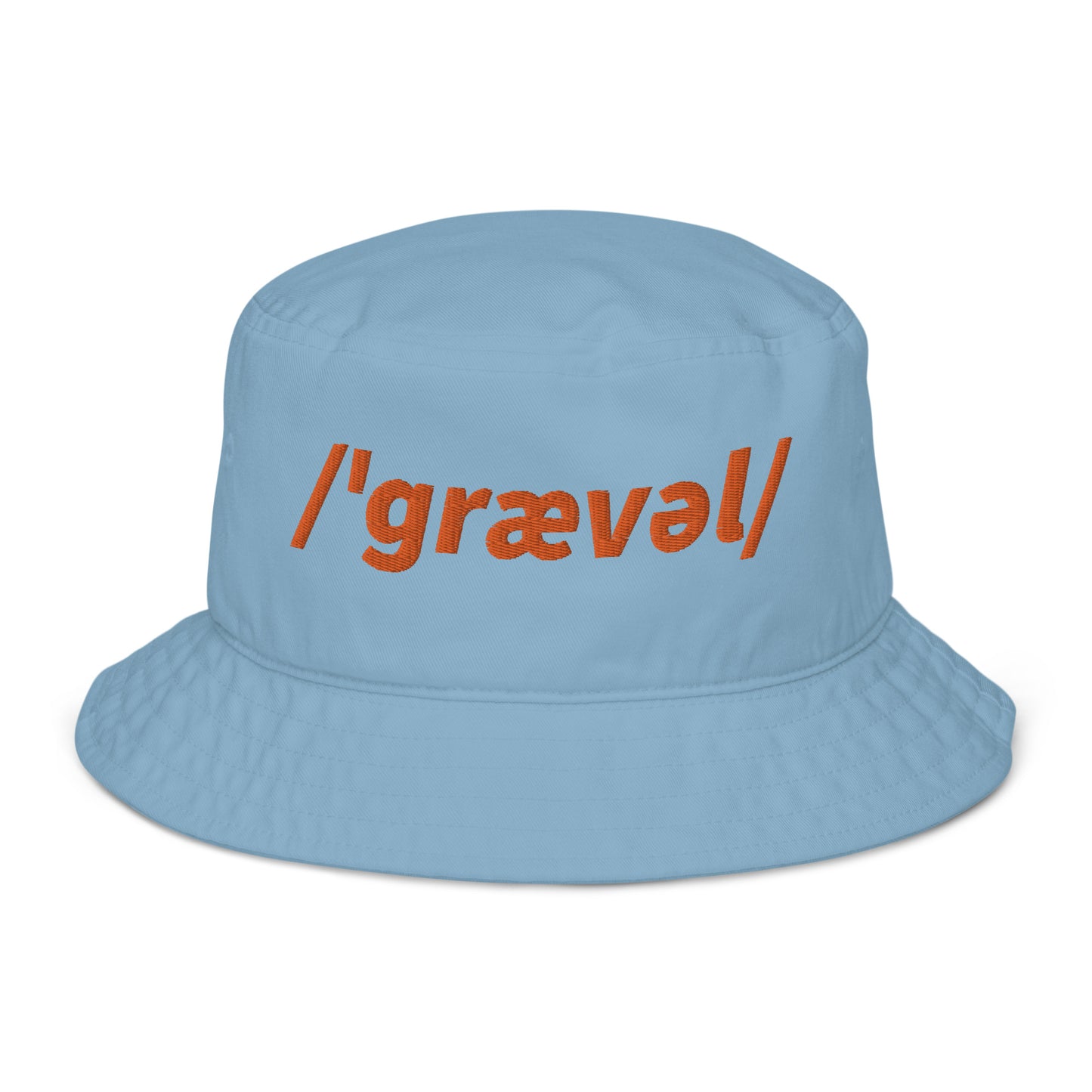 Gravel Cyclist Embroidered Organic Bucket Hat, Phonetic Spelling, Adult