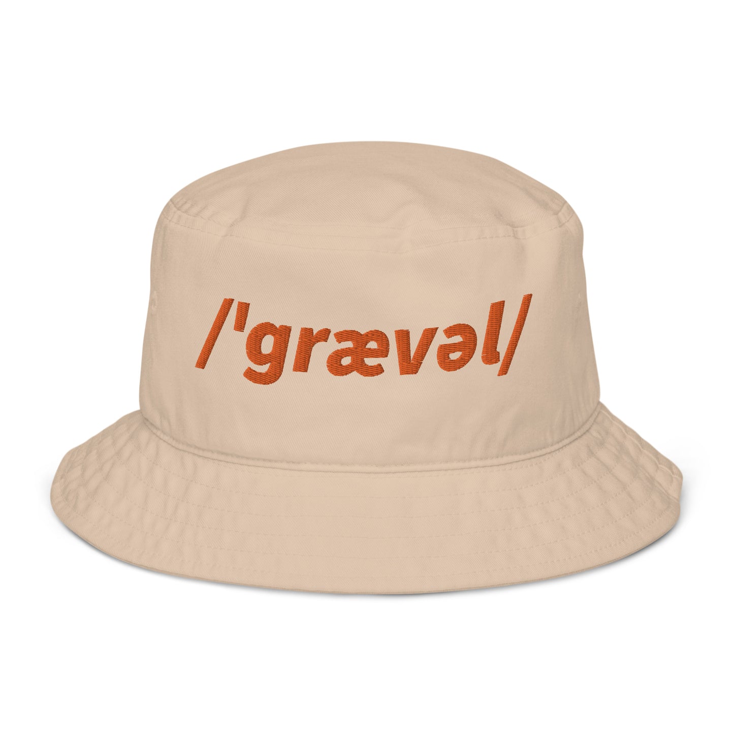 Gravel Cyclist Embroidered Organic Bucket Hat, Phonetic Spelling, Adult