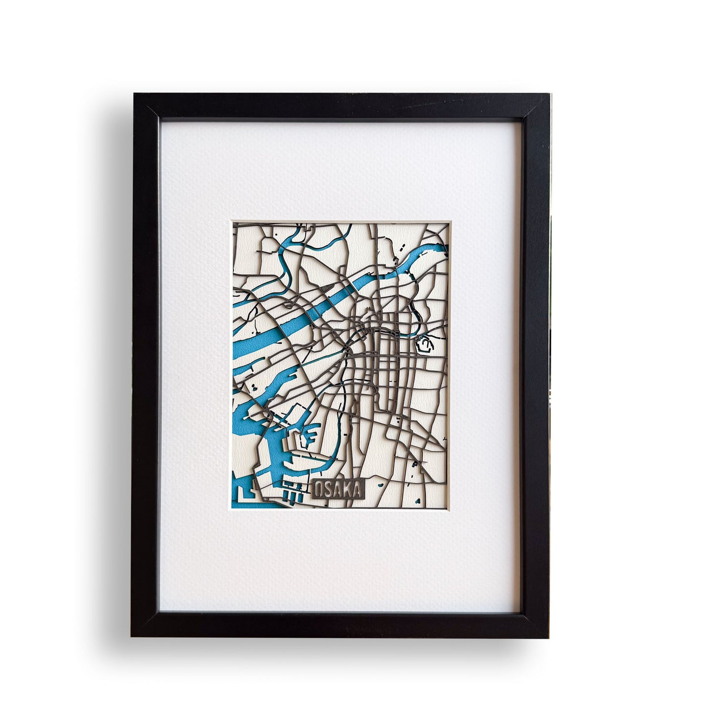 Osaka City Map Art Framed Illustration Board Edition