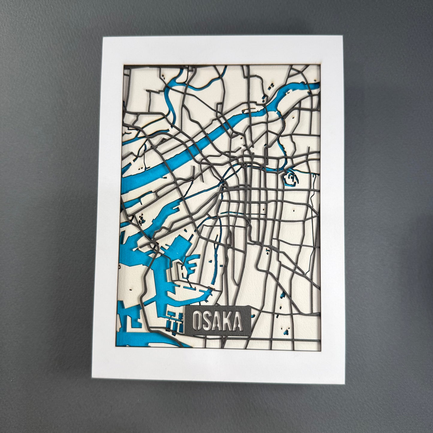 Osaka Layered City Map | 5 × 7 Paper Art