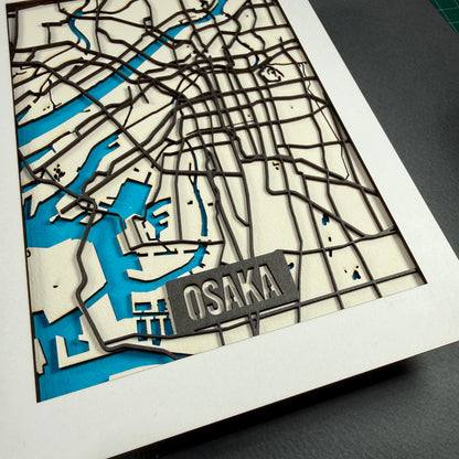Osaka Layered City Map | 5 × 7 Paper Art