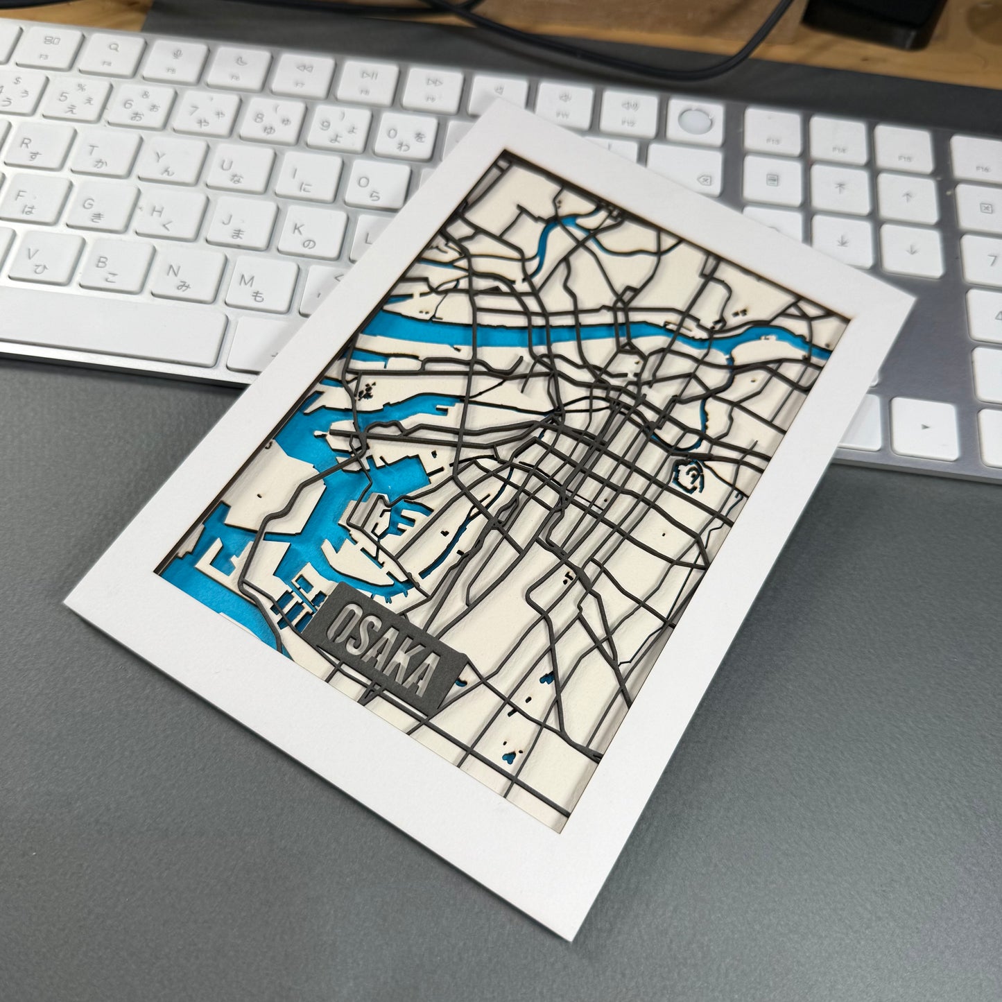 Osaka Layered City Map | 5 × 7 Paper Art