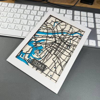 Osaka Layered City Map | 5 × 7 Paper Art