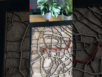 Tokyo Marathon Map – Handcrafted Wood Route Art – Runner Gift