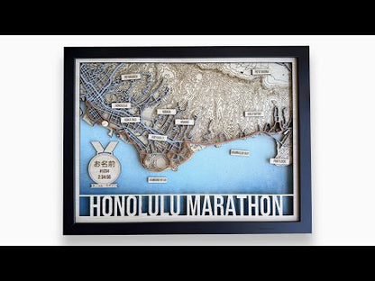 Honolulu Marathon Course Map – Handcrafted Wooden Route Map