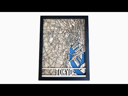Tokyo City Map – Handcrafted Wooden Wall Art