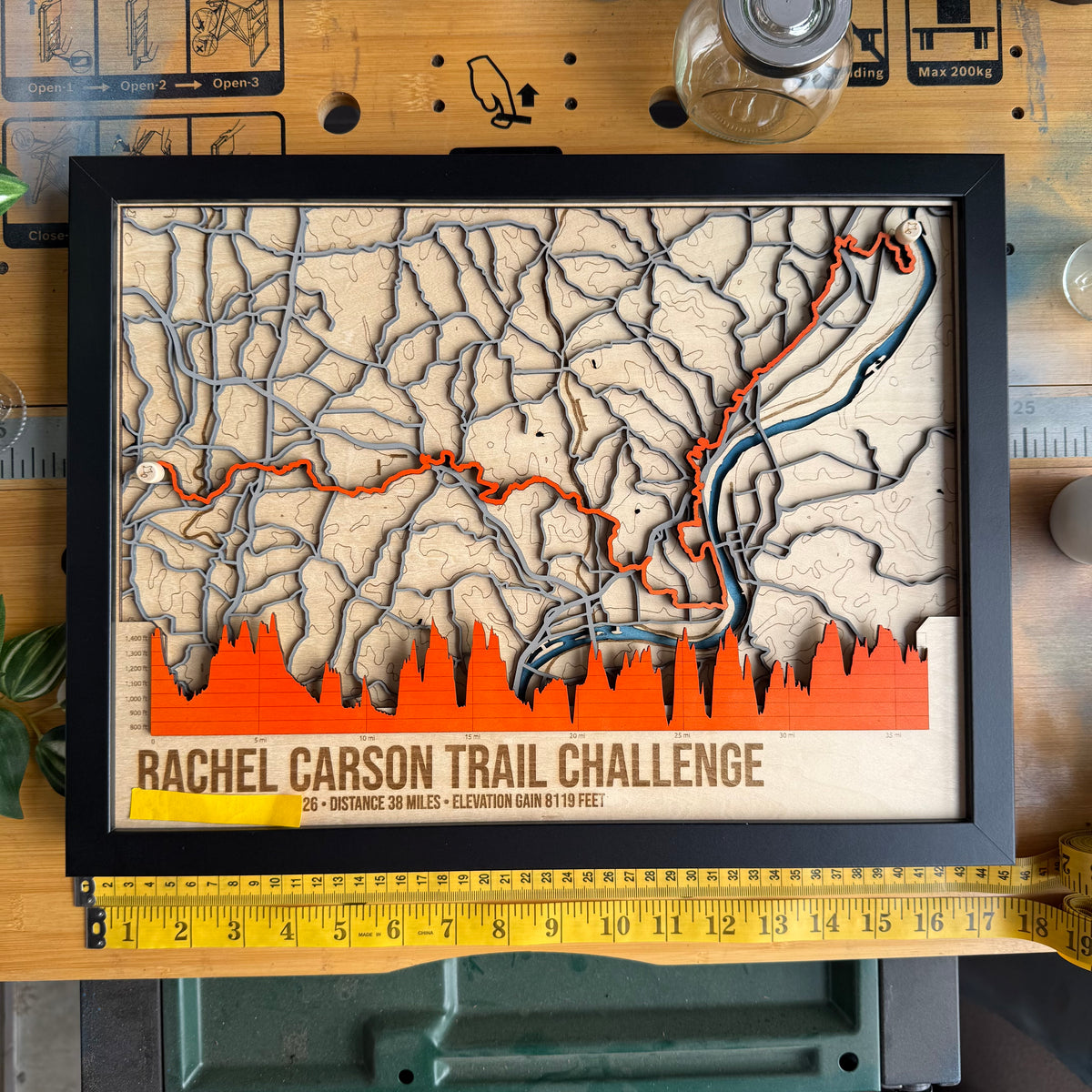 Custom Walking & Hiking Route Map – Personalised Wood Art