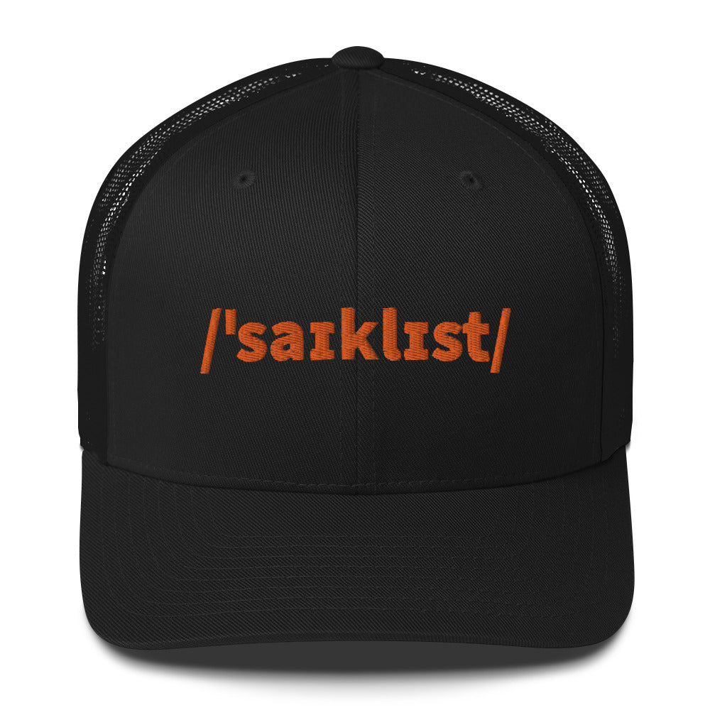 Cyclist Truckers Cap, Phonetic Spelling, Adult Cyclist