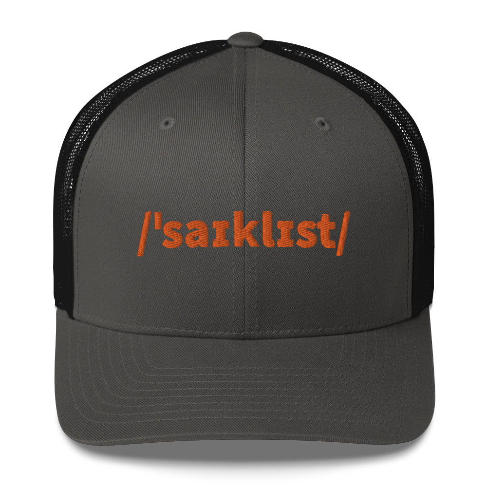 Cyclist Truckers Cap, Phonetic Spelling, Adult Cyclist