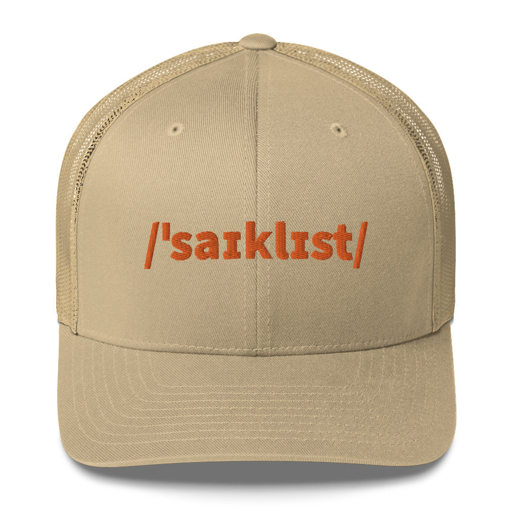 Cyclist Truckers Cap, Phonetic Spelling, Adult Cyclist
