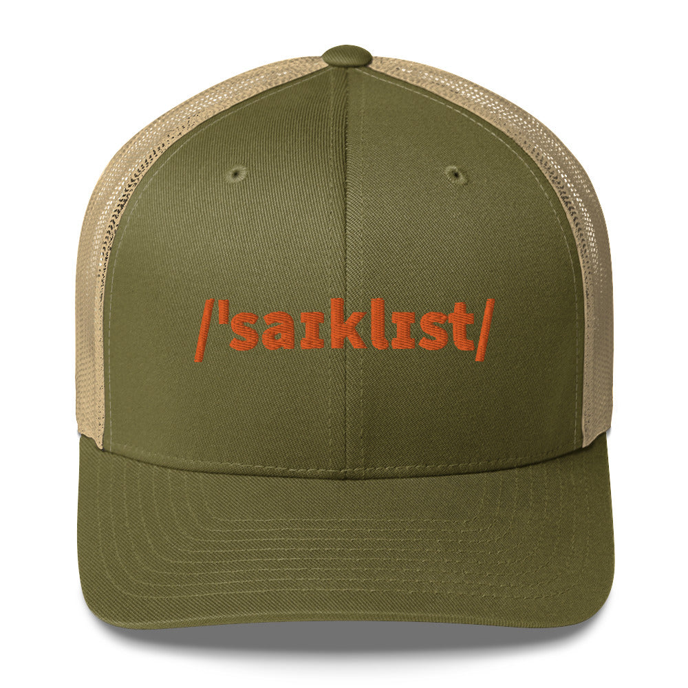 Cyclist Truckers Cap, Phonetic Spelling, Adult Cyclist