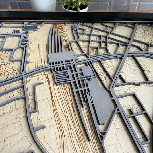 Custom Japanese Railway Station Wood Map