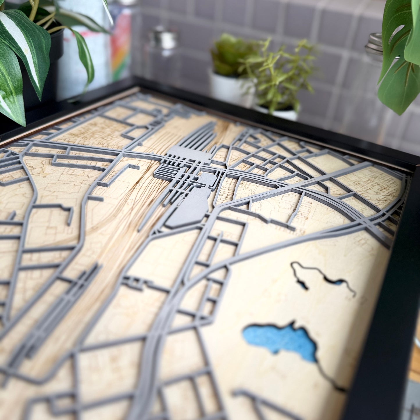 Custom Japanese Railway Station Wood Map