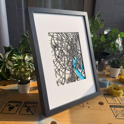 Tokyo City Map Art Framed Illustration Board Edition